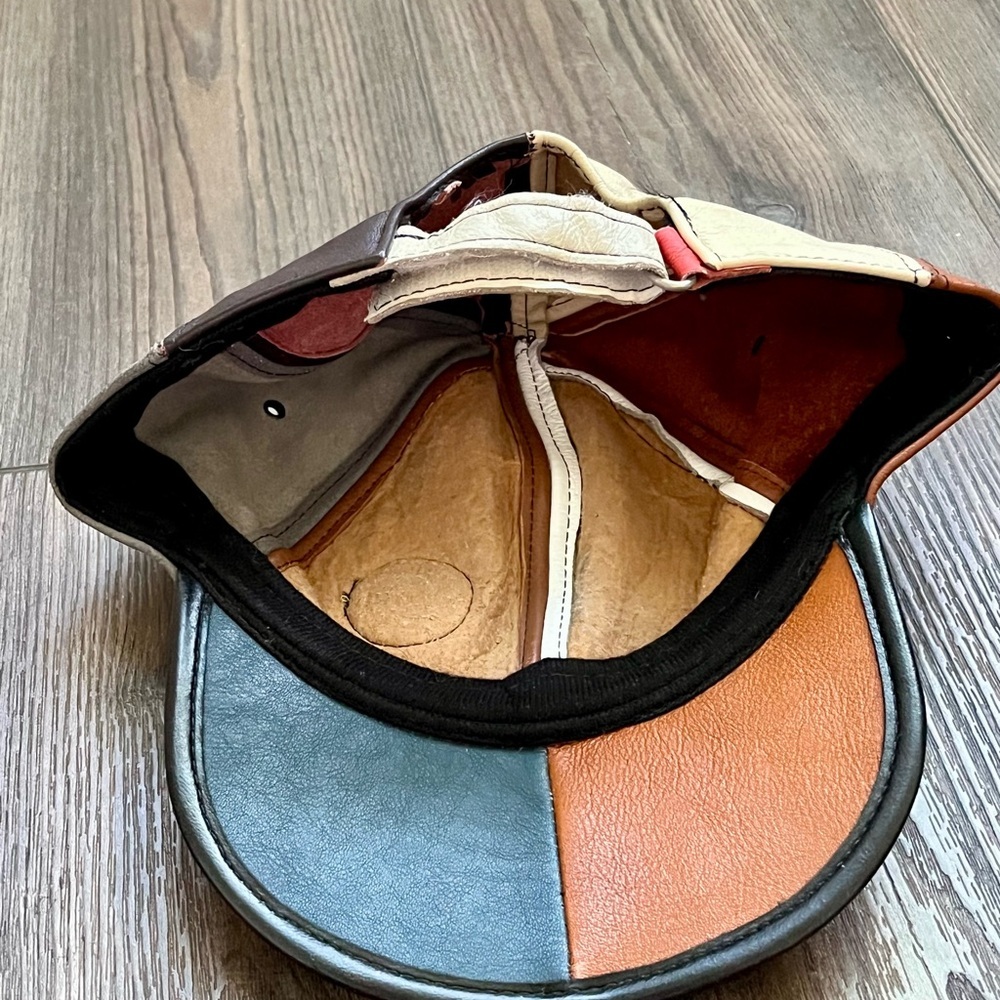 Multicolor Leather Patchwork Cap - image 8